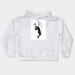 Tennis Girl Player Black and White Silhouette Kids Hoodie